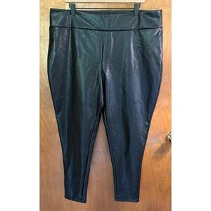 Modcloth Black Faux Leather Leggings High Rise Pants Size 2X Stretchy Pull On
